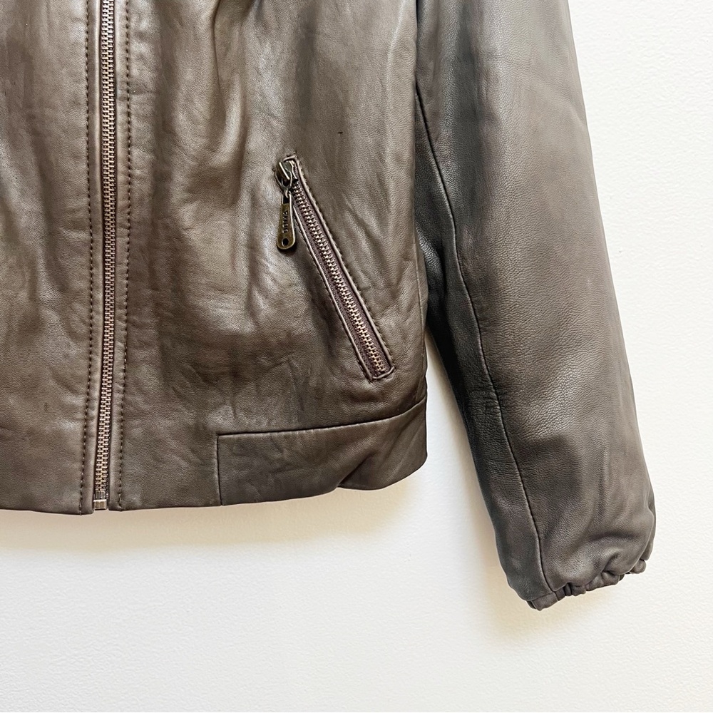 Doma Brown Leather Zipper Jacket - Picture 5 of 14